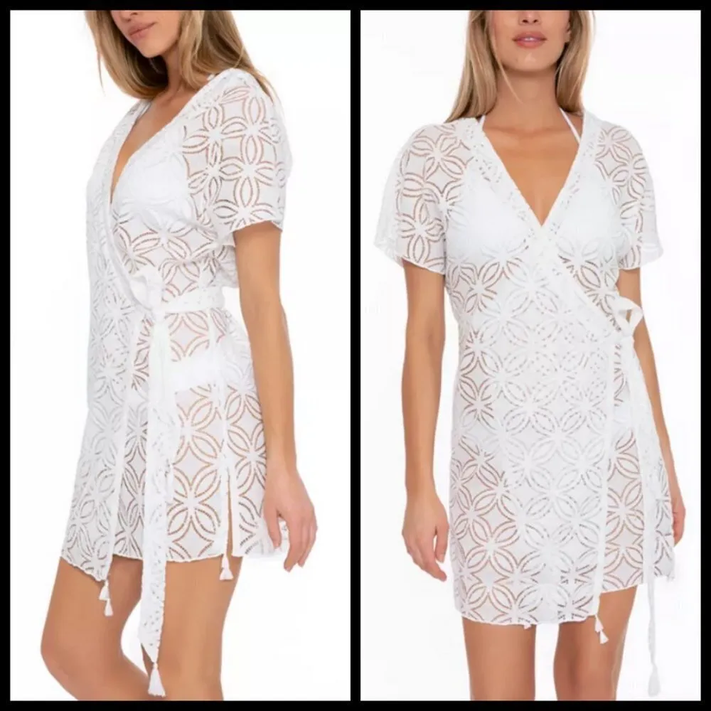 💕TRINA TURK💕 Pacheco Wrap Crochet Dress ~ Swimsuit Cover-Up White NWOT - Image 9