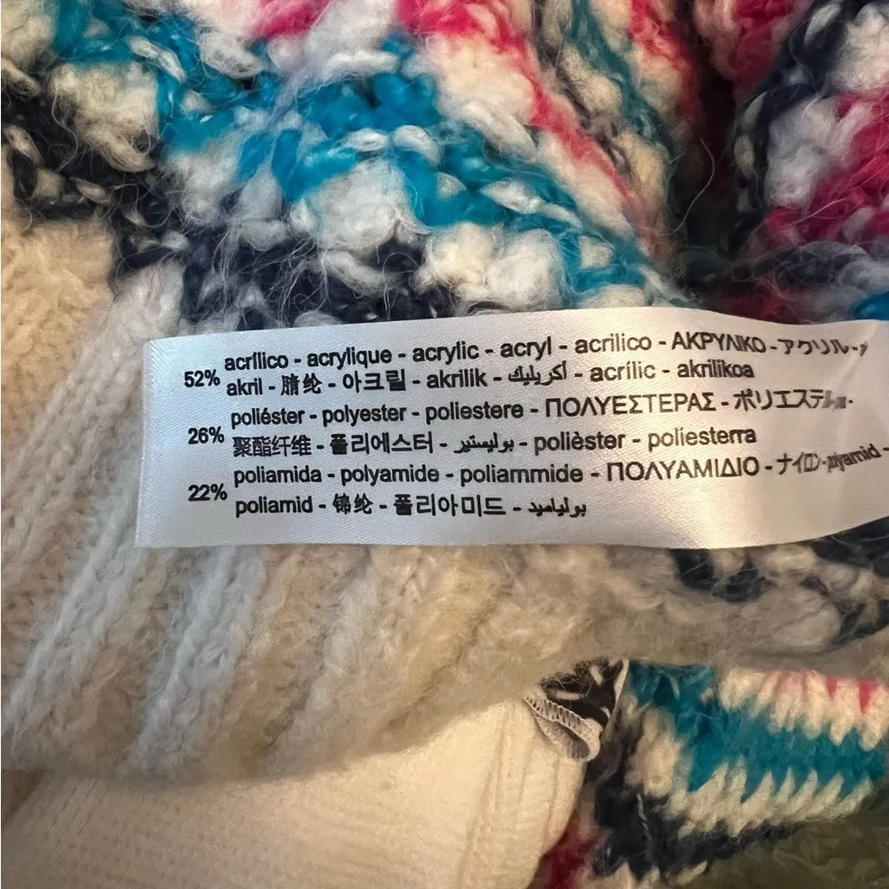 Zara Multicolor Rainbow Stripe Knit Sweater Soft Cozy Oversized Crew Neck Size S - Image 8