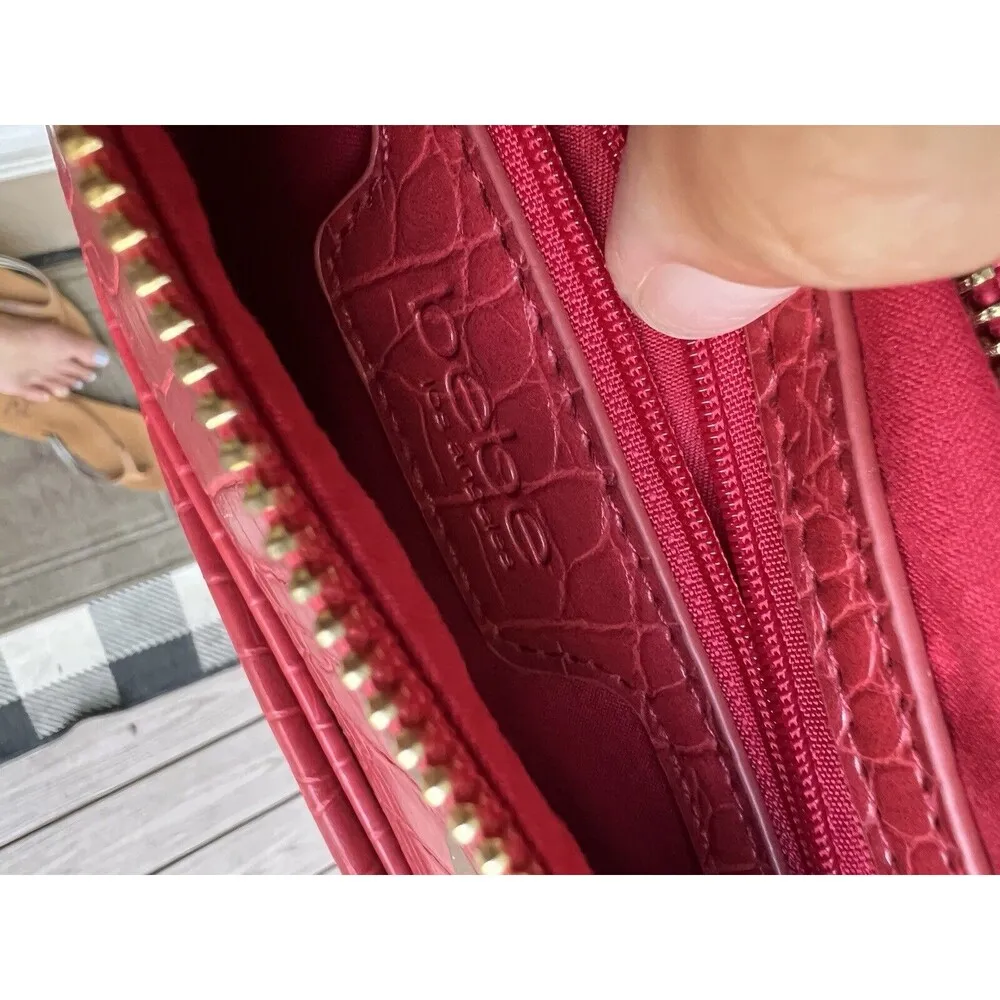 Bebe Josephine Croco Convertible Sling Candy Red Hands Free Fanny Pack Belt Bag - Image 8