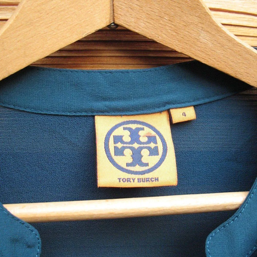 Tory Burch Teal Silk Blouse Top - Image 7