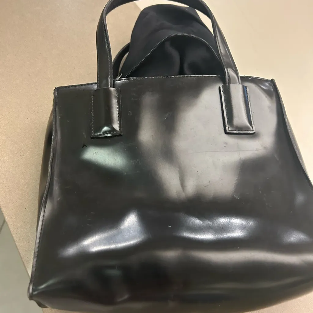 Esprit Glossy Black Tote Bag Vintage nice & clean - Image 7
