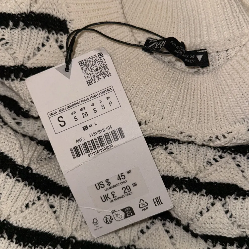 NWT Zara Striped Crocheted Long Sleeve Top Beach Cover Up Size Small Brand New - Image 7