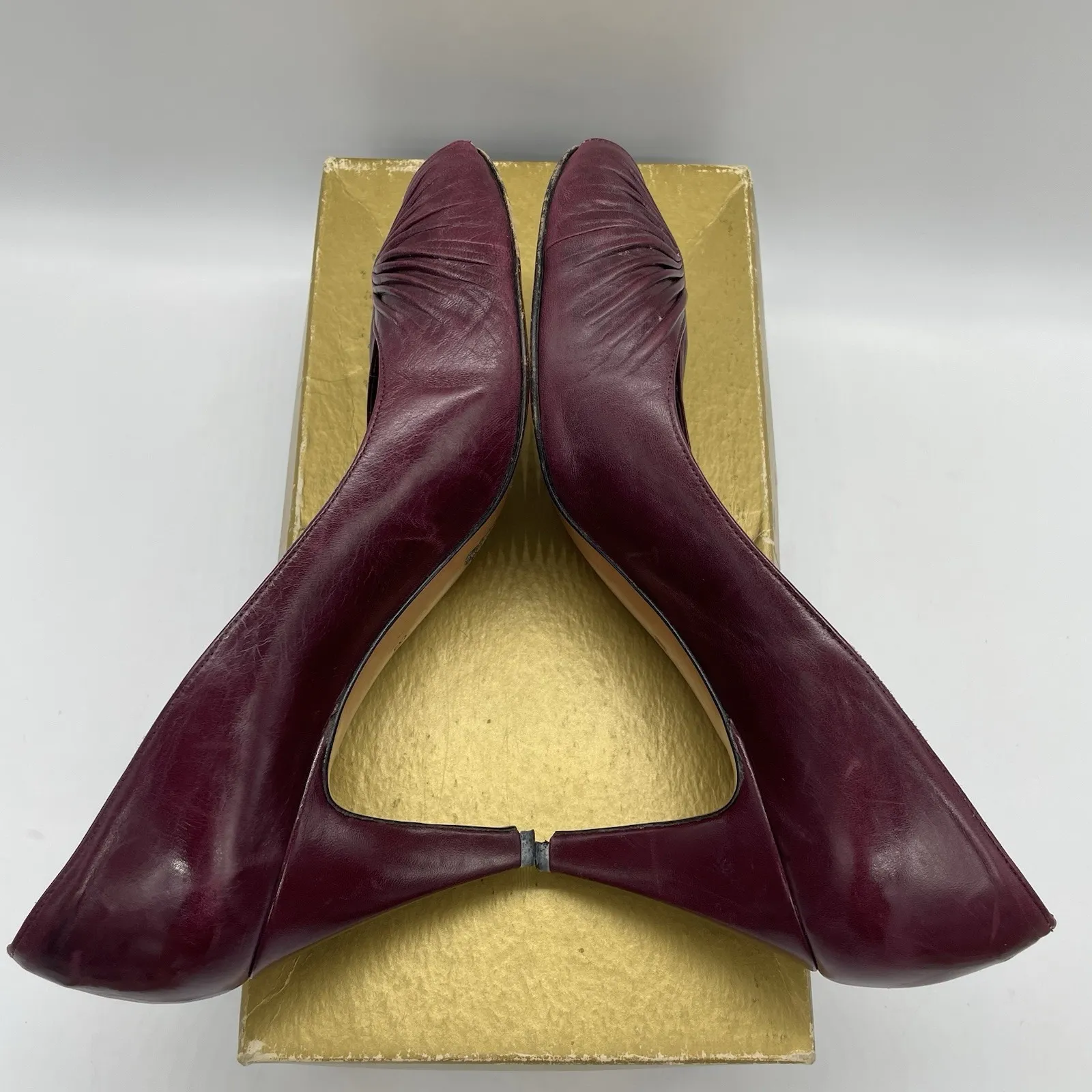 Vintage‎ Sesto Meucci Womens 8 Pumps Burgundy Leather Heels Made In Italy Shoes - Image 9