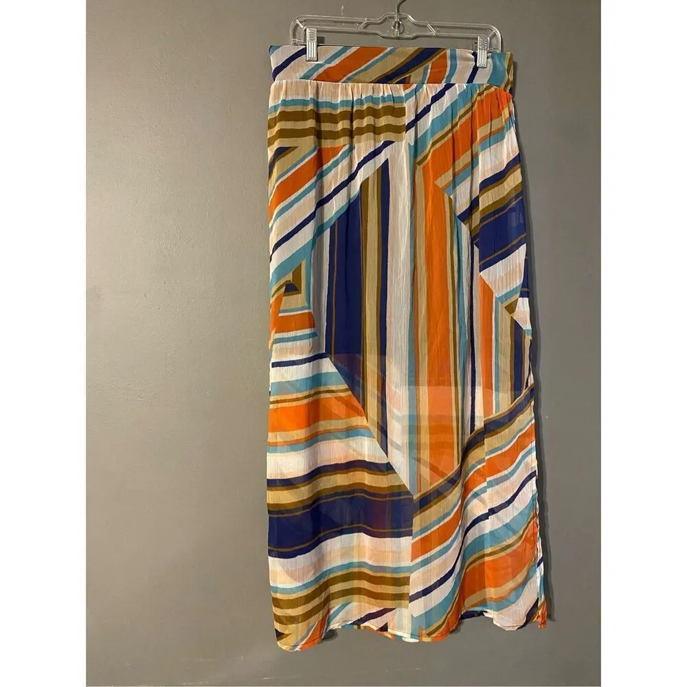 Vanity Stripes Pull On 2Fer Skirt Size Large Blue - Image 2