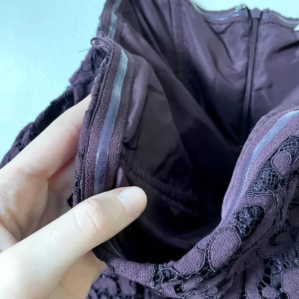 Cupcakes and Cashmere purple lace off the shoulder mauve burgundy knee length - Image 4