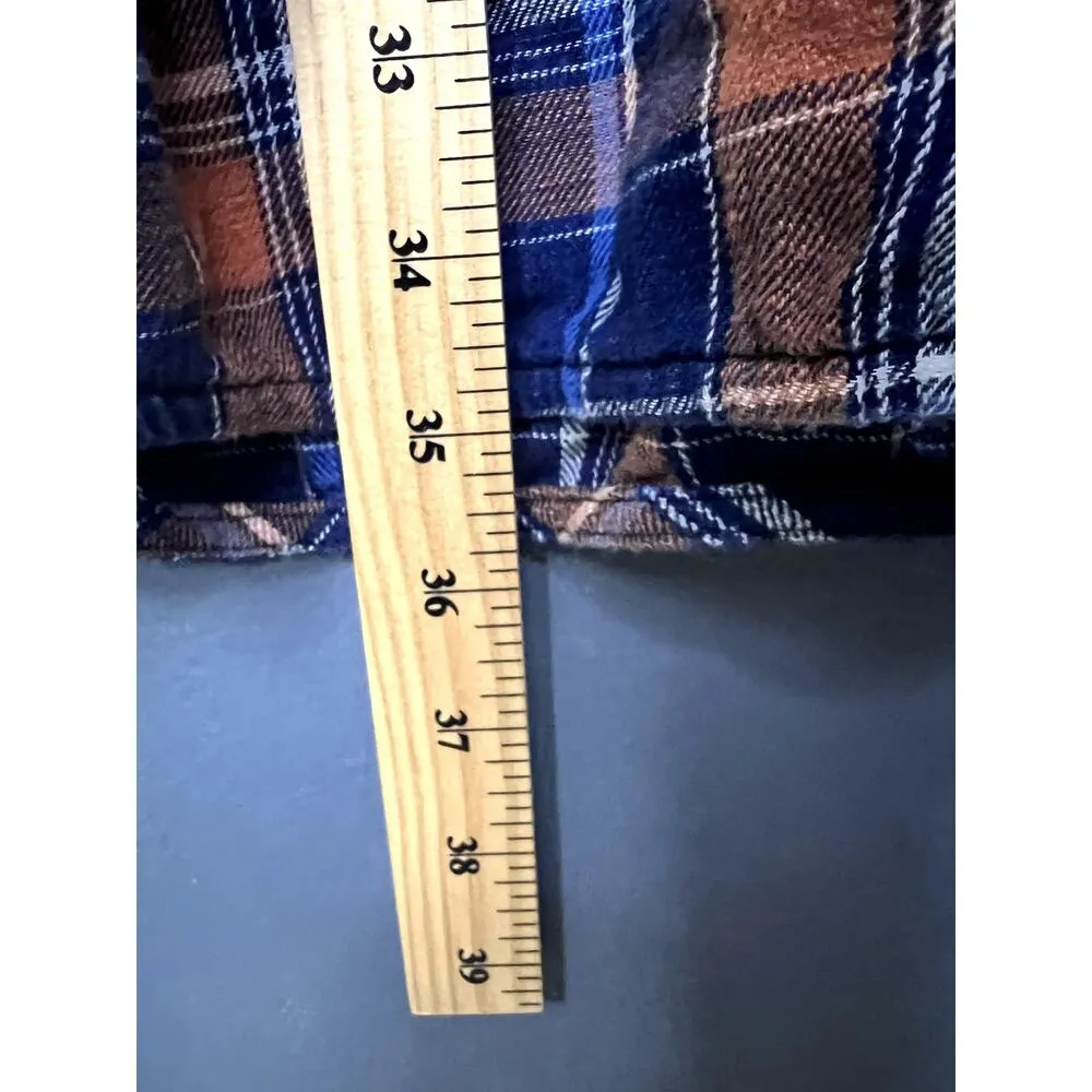 Mo : Vint Shirt Dress Women's Sz Small Plaid Soft Southwestern 100% Cotton Cozy Blue - Image 8