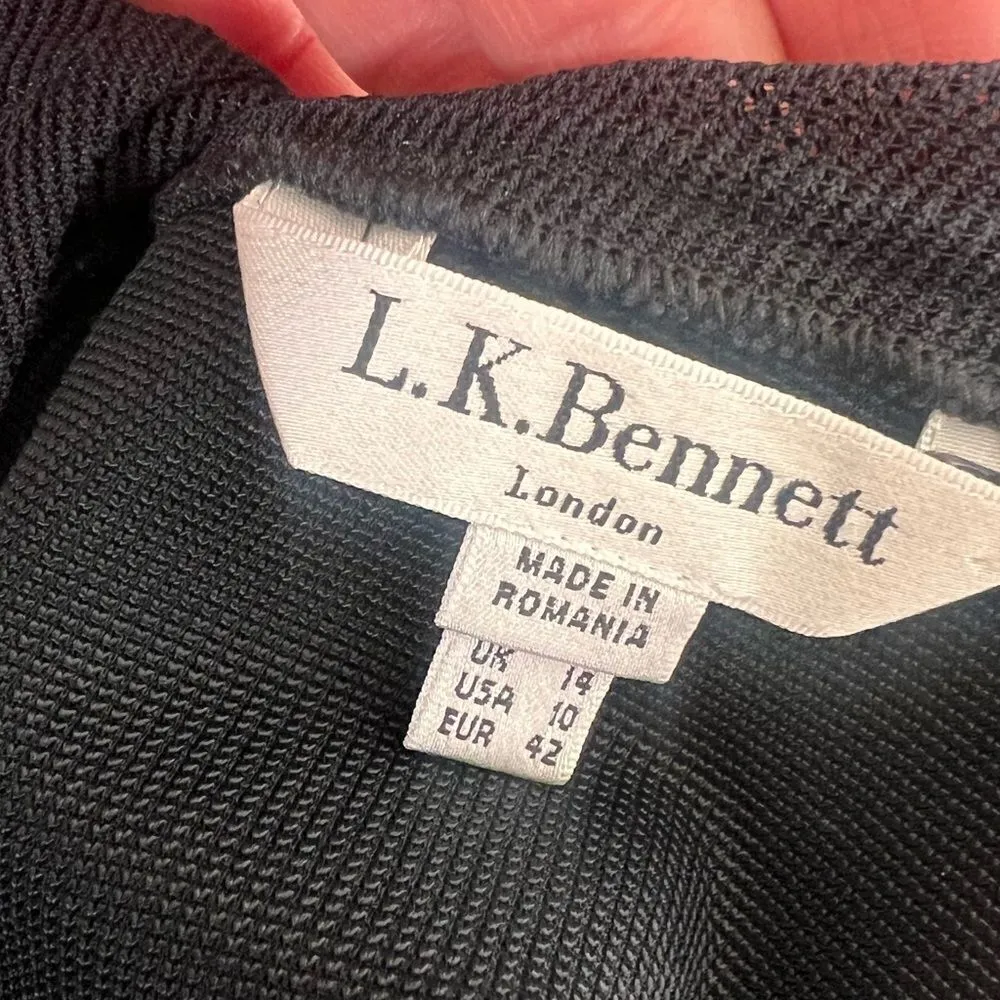 L.K. Bennett SOPHIA ILLUSION SHEATH DRESS IN BLACK 10 - Image 4