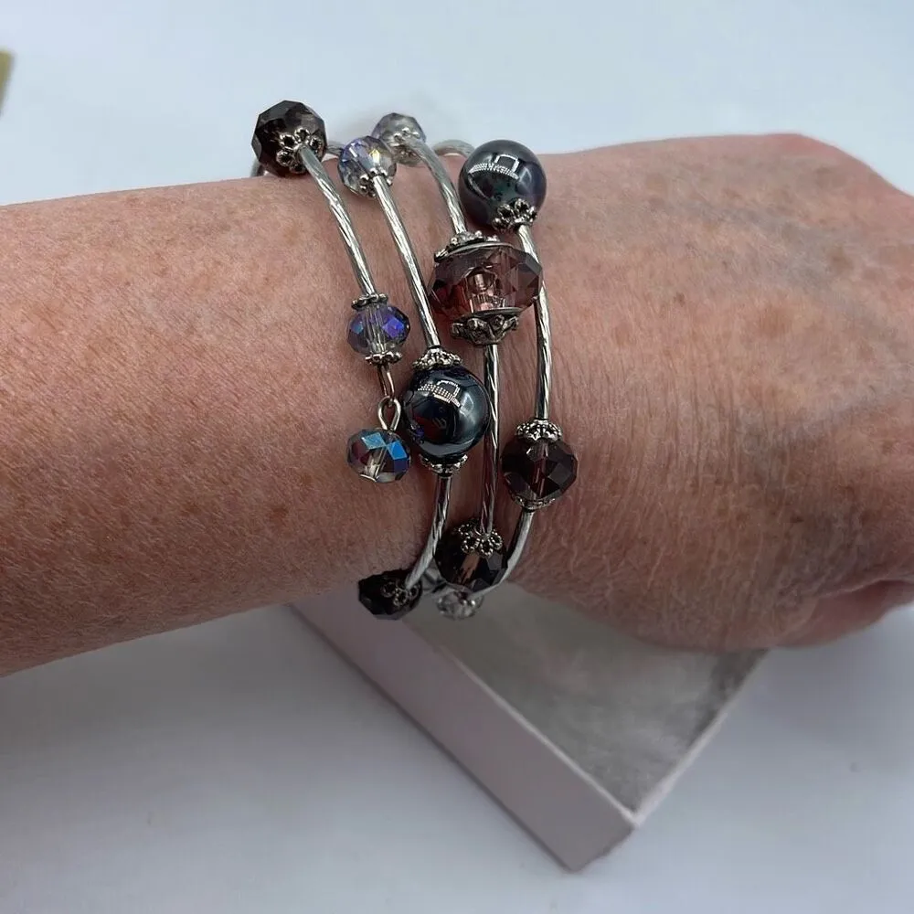 Memory wire Aura Borealis marbled glass beaded . - Image 3