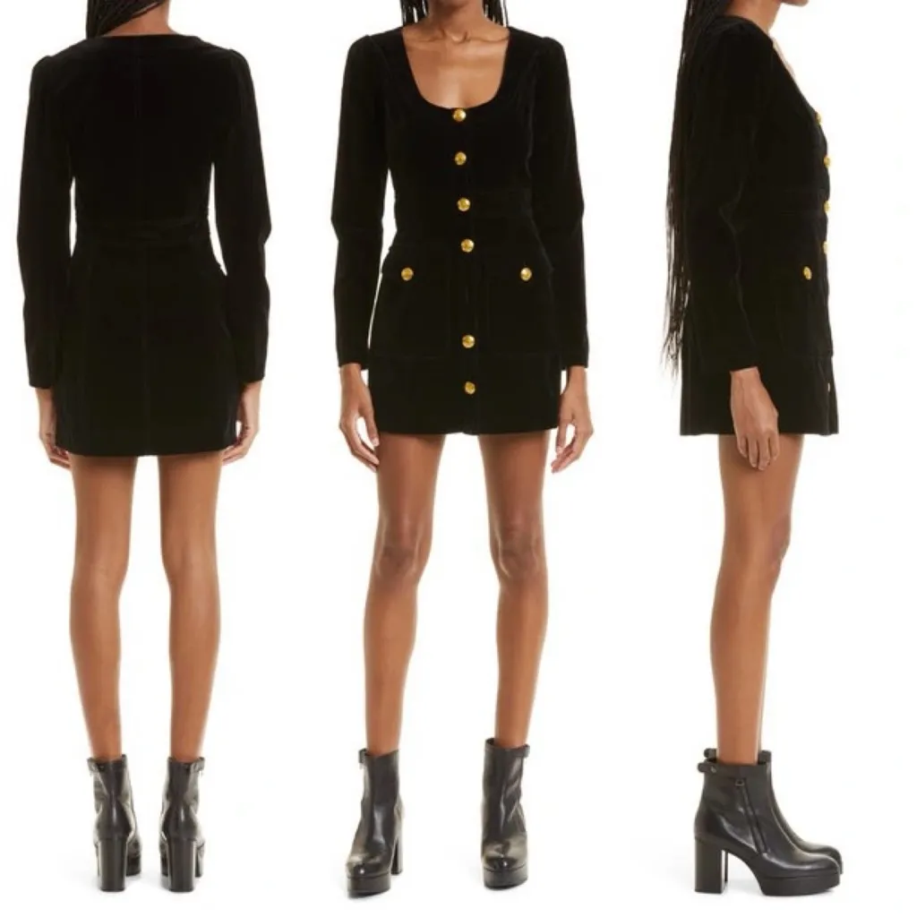 A.L.C. Ivy Black Blazer Mini Dress Gold Buttons Long Sleeve Size 6 NWT - Image 3