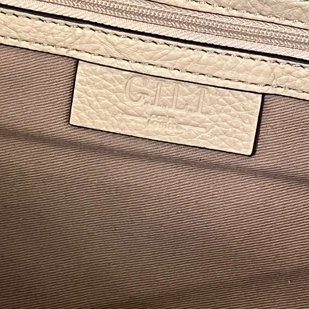 G.I.L.I Got it Love It Cream Pebbled‎ Leather Convertible Handbag Crossbody - Image 7