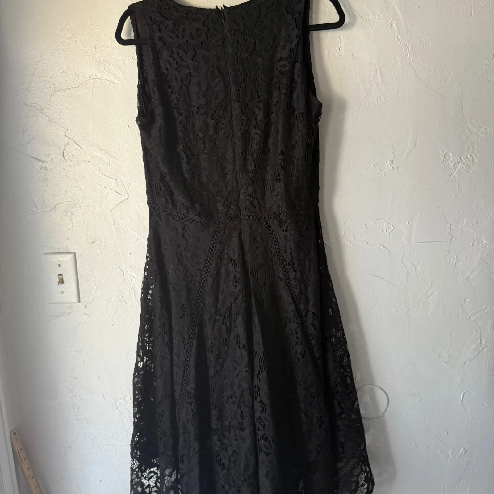 Taylor Black Lace V Neck Midi Dress Size 10 Fairy Whimsigoth Grunge Witchy - Image 5