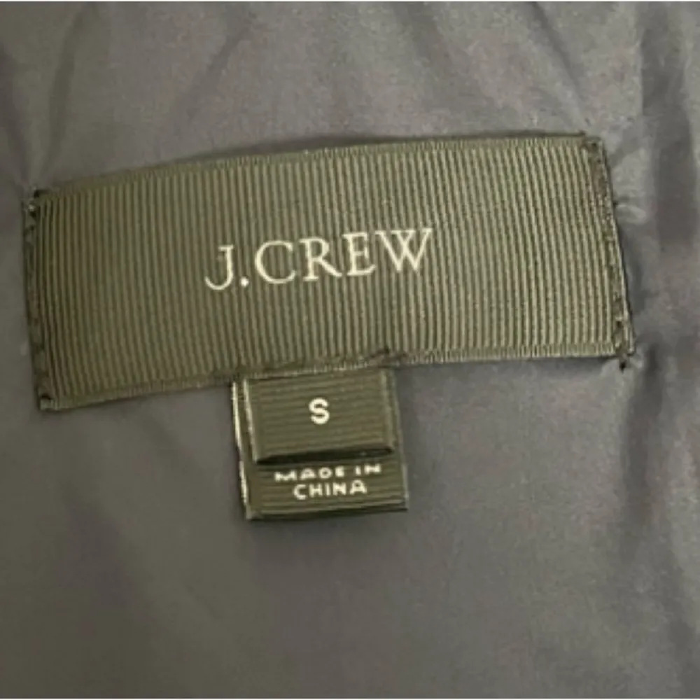 J Crew Vest Puffer Down Feathers Full Zip Striped Pockets Lined Blue Cream Gold - Image 12