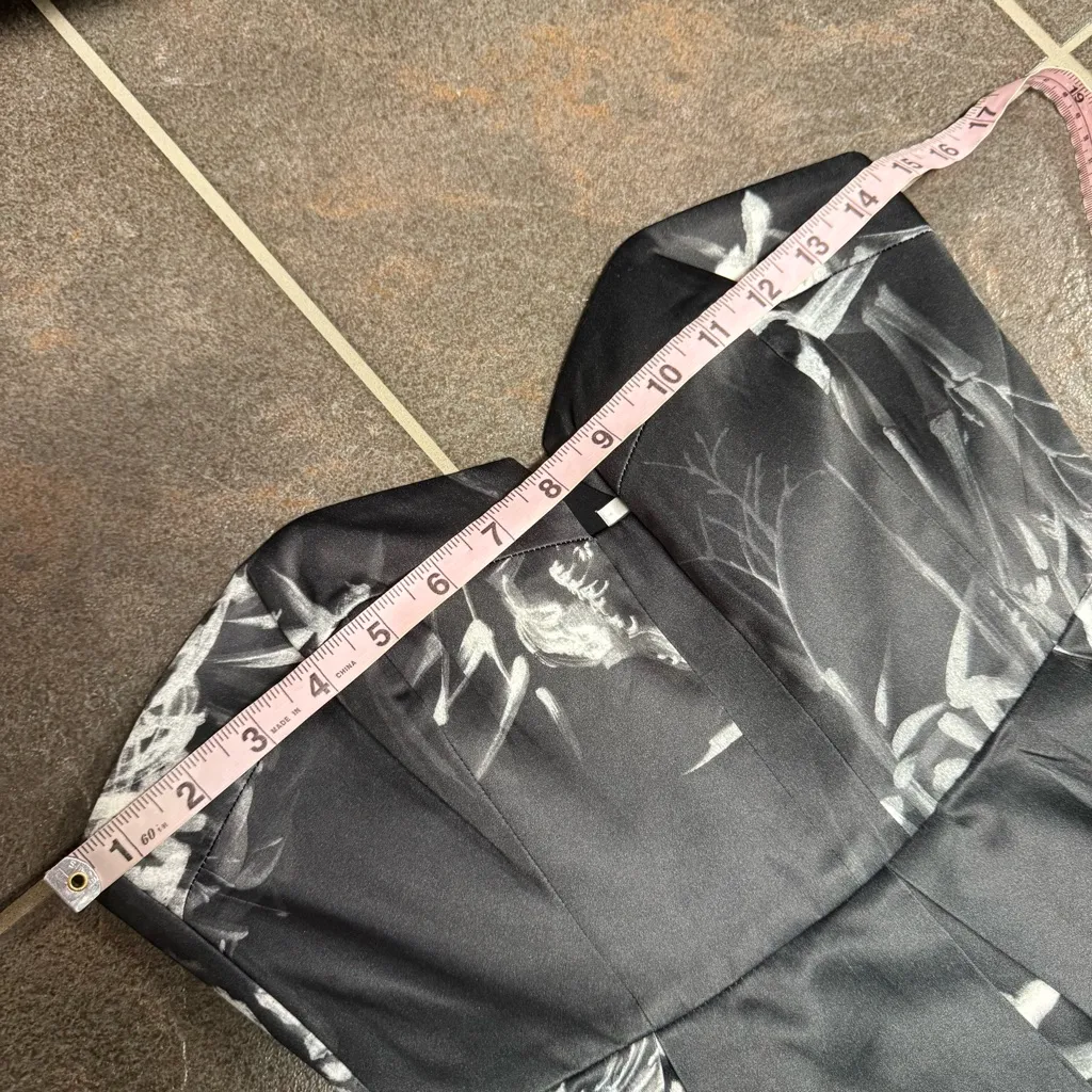 Sau Lee Olivia Strapless Long Maxi Gown Dress Floral Black Gray White 8 - Image 10