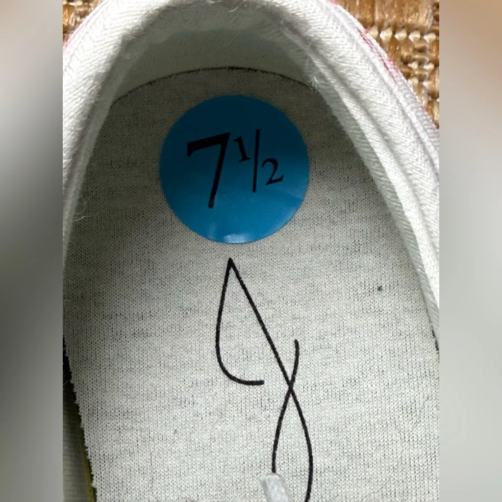 Joie Heart Pattern Chunky Heel Tennis Shoes, White & Pink Sneakers, Size 7 1/2, NWT - Image 6