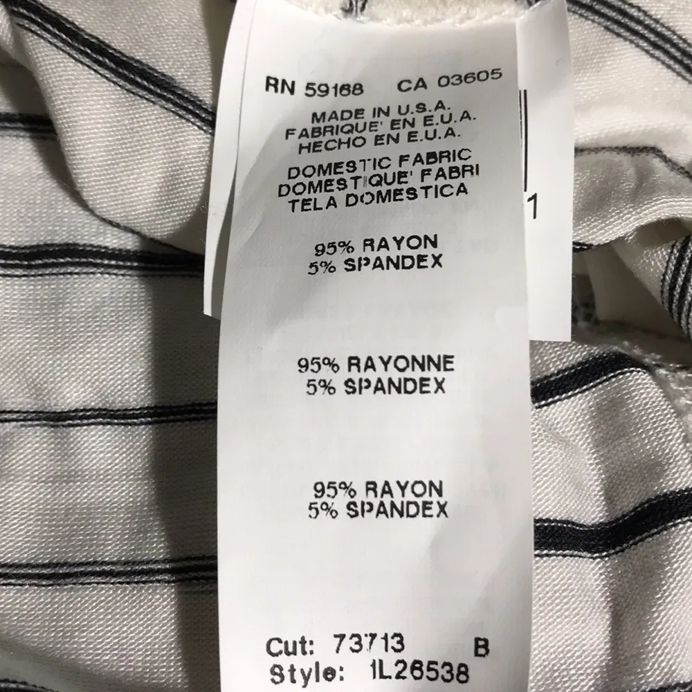 Karen Kane T- Shirt V Neck Hi Low Hem Drop Shoulder Puff Sleeve Stripe M NWT - Image 3