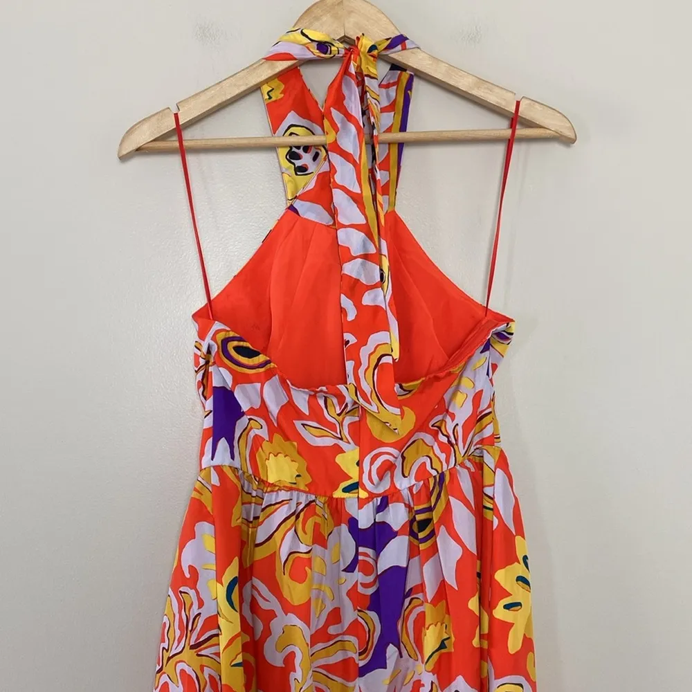 J Crew Silk Maxi Sarong Dress in Painted Paisley Orange Size 0 - Image 8