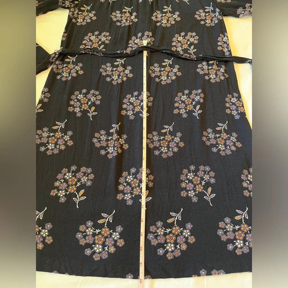 Ann Taylor Loft Casual Day Mini Dress Black Floral Print Size S Small EUC - Image 7