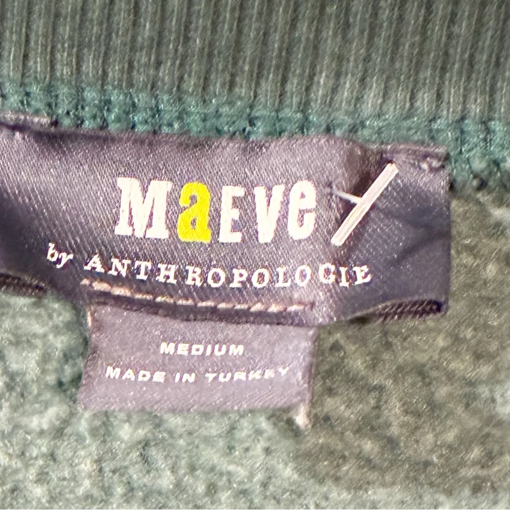 Anthropologie Maeve Green Arm Stripe Womens Medium Green Crew Neck Long Sleeve - Image 3