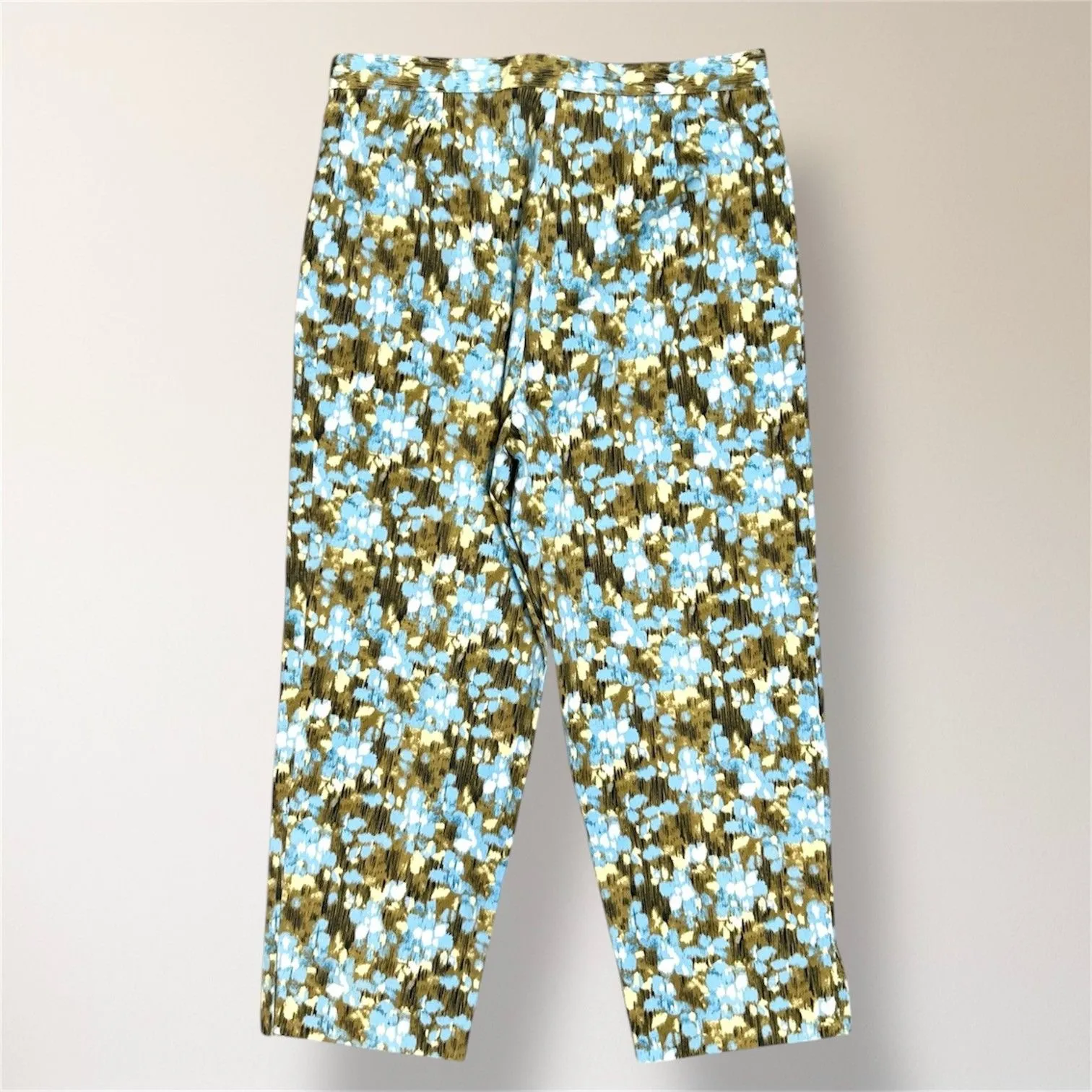 Style Company 8P Blue Olive Abstract Cotton Cropped Pants Casual Artsy Boho - Image 5