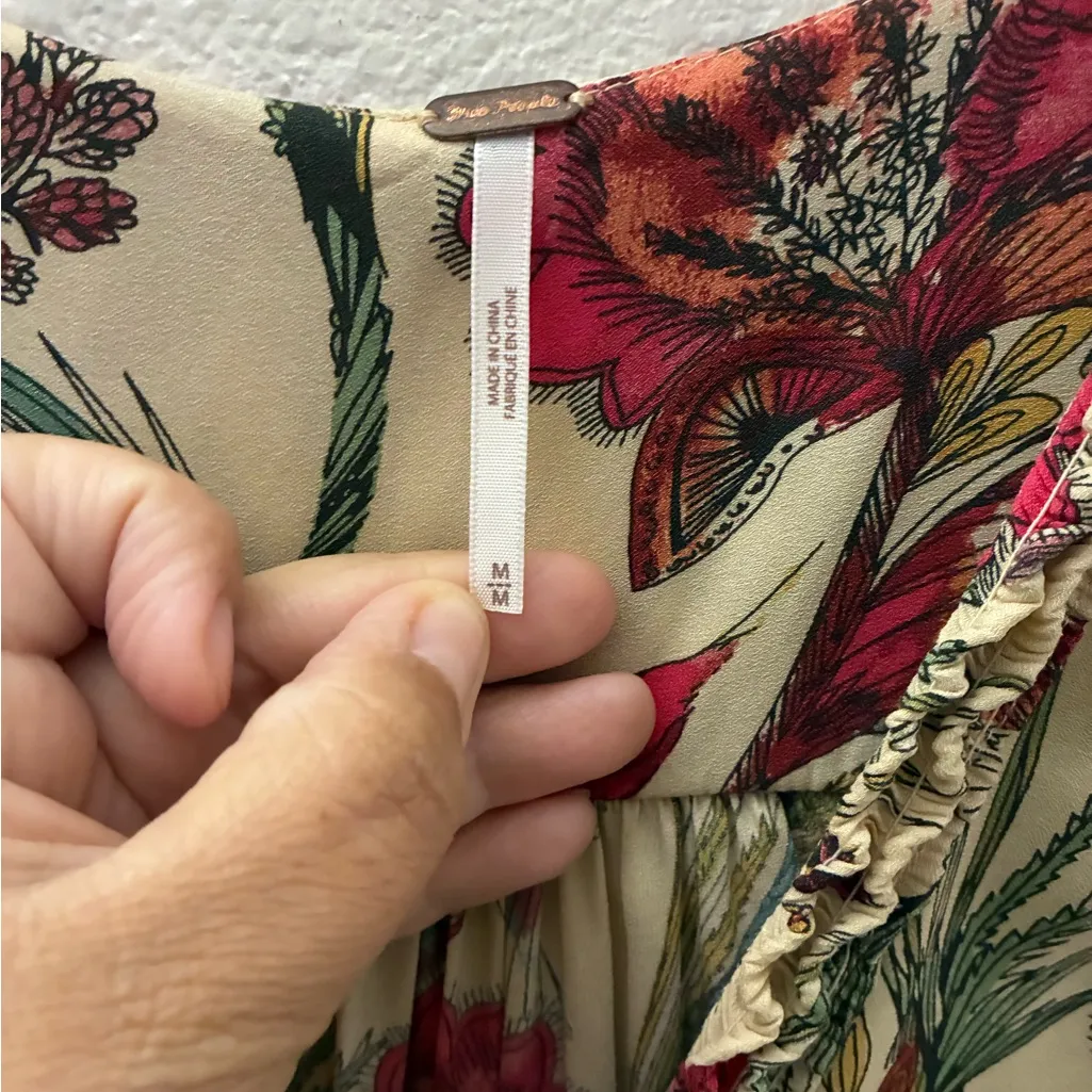 Free People Floral Hum-mingbird Haze Tiered Ruf-fle V-Neck Tunic Tank Swing Top - Image 14