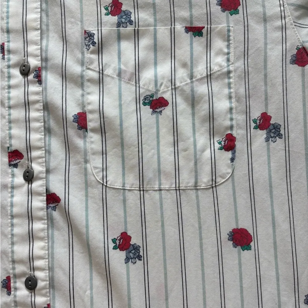 Vintage Levi's Travelers‎ Women's Long Sleeve White Floral Print Button Down Med - Image 5