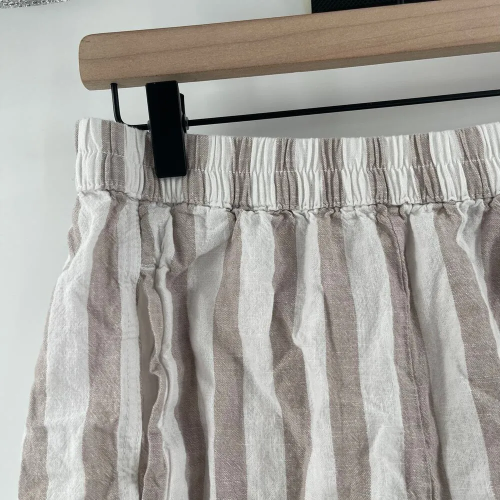 BEACHLUNCHLOUNGE Shorts Size Small Leia Linen Cotton Blend Stripe Ruffle Pull On - Image 7