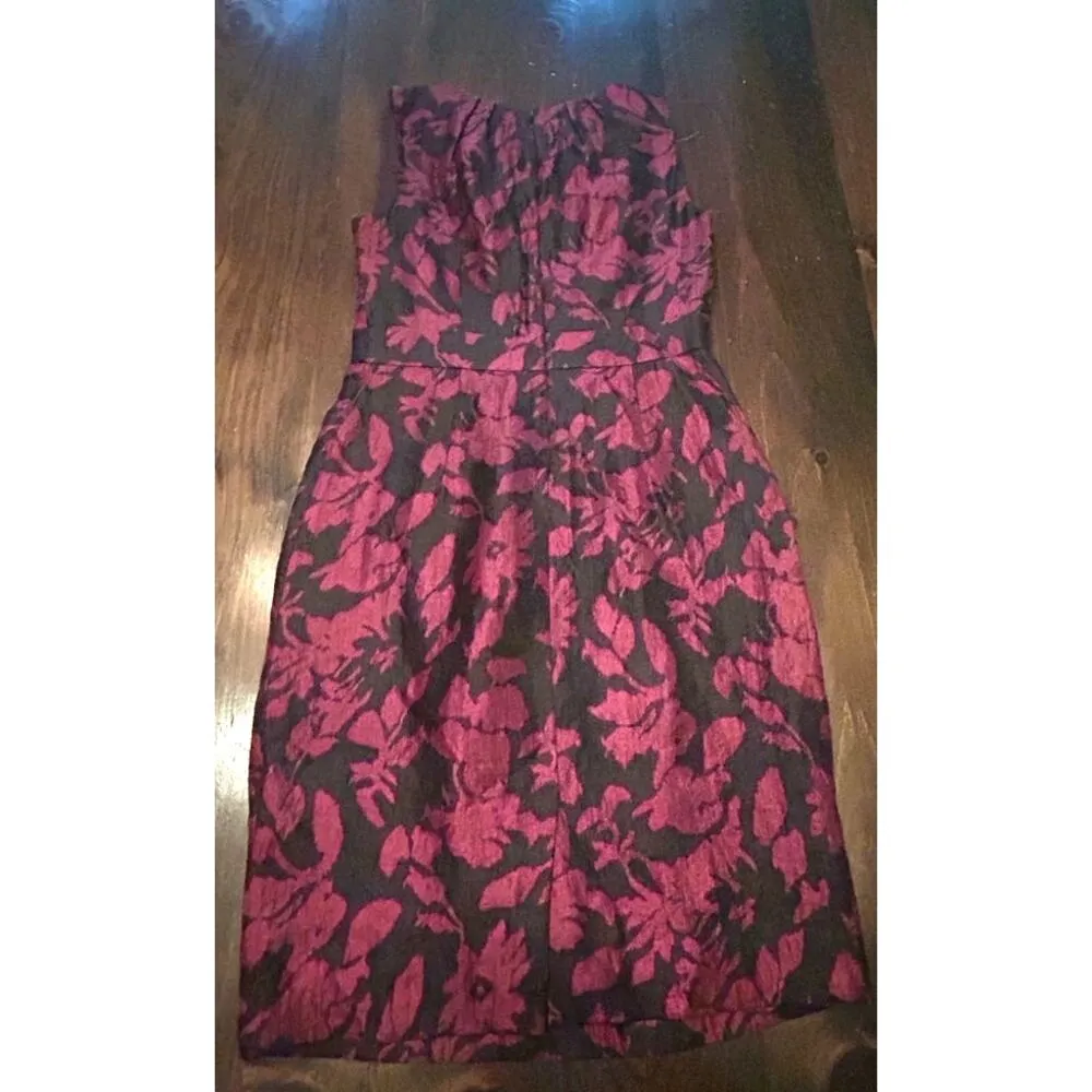 Adrianna Papell Women's Red Rosette Lined Sleeveless Sheath Dress Petite Size 4P - Image 4