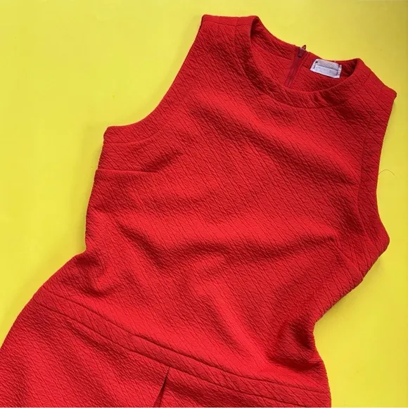 Vintage 70s Orange Preppy Mini Drop Waist Sleeveless Dress - Image 2