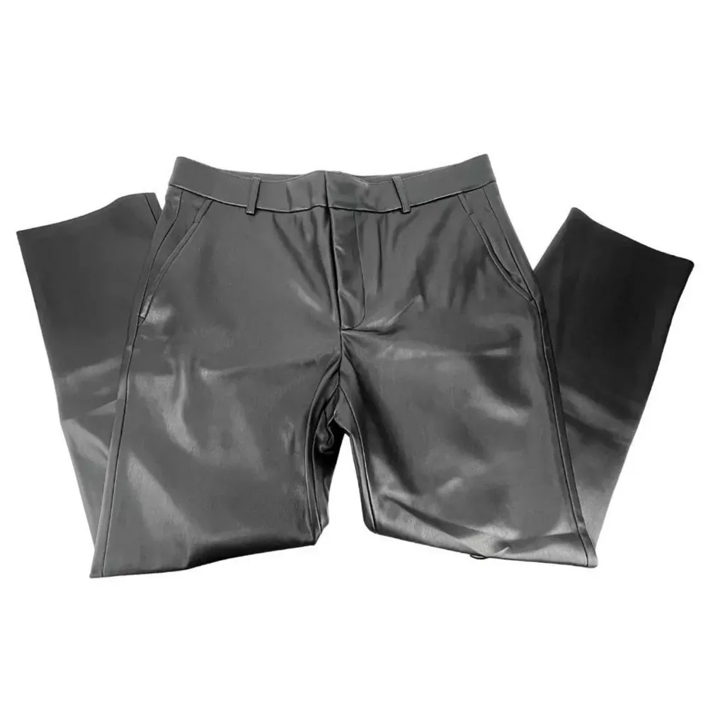 ZARA  ‎ High Rise Faux Leather Trousers Pants Black Blogger Fav 4369/270 - Image 4
