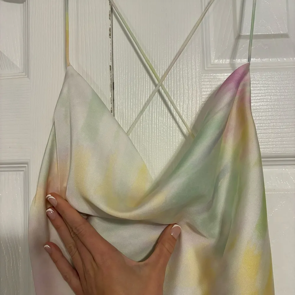 Zara Tie Dye Print Mini Satin Dress Backless Spaghetti Straps - Image 5
