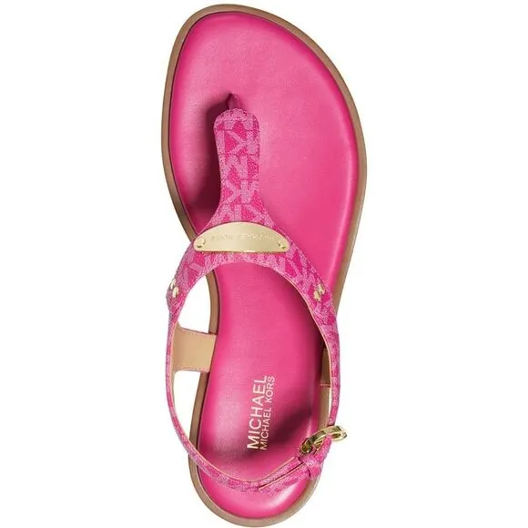 Michael Kors MK Plate Women's Faux Leather Slingback Thong Sandals NWT - Image 2