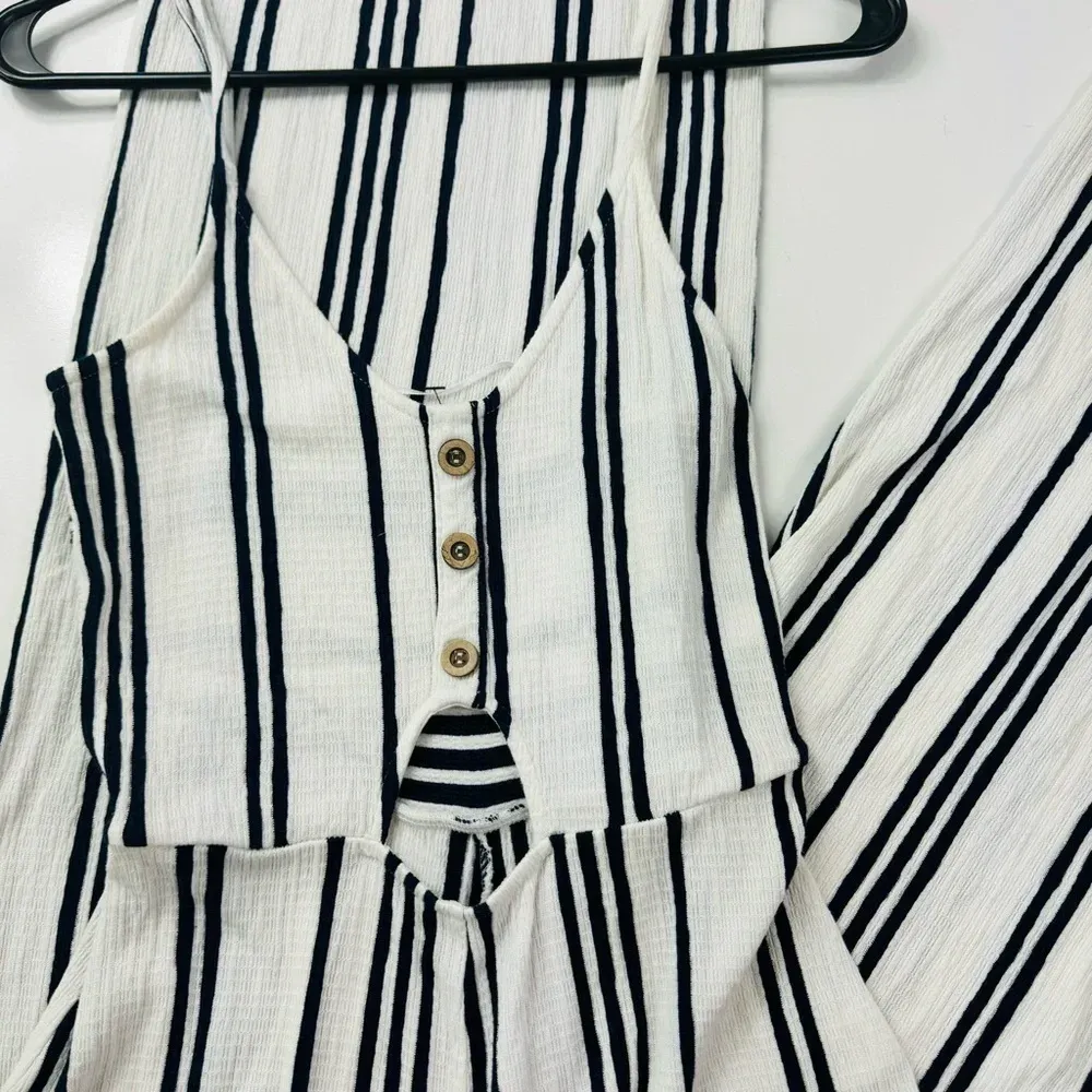 Love Tree White Pull on Striped‎ Wide Leg Spaghetti Straps Jumpsuit - Image 5