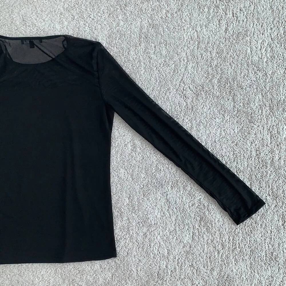 Stitch Fix Black Mixed Material Sheer Top Sx S - Image 6