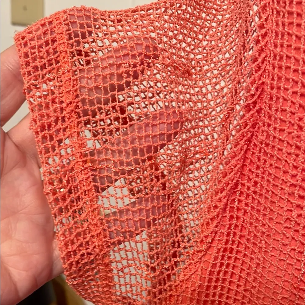 🔺🔺🔺BOGOHO 🔺🔺🔺Chic Coral Mesh Blouse with Elegant Design - Image 6