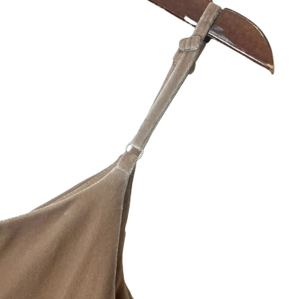 Revelry Skye Velvet Bridesmaid Dress Women’s Size 4 Champagne Slit Formal Gown Tan - Image 10