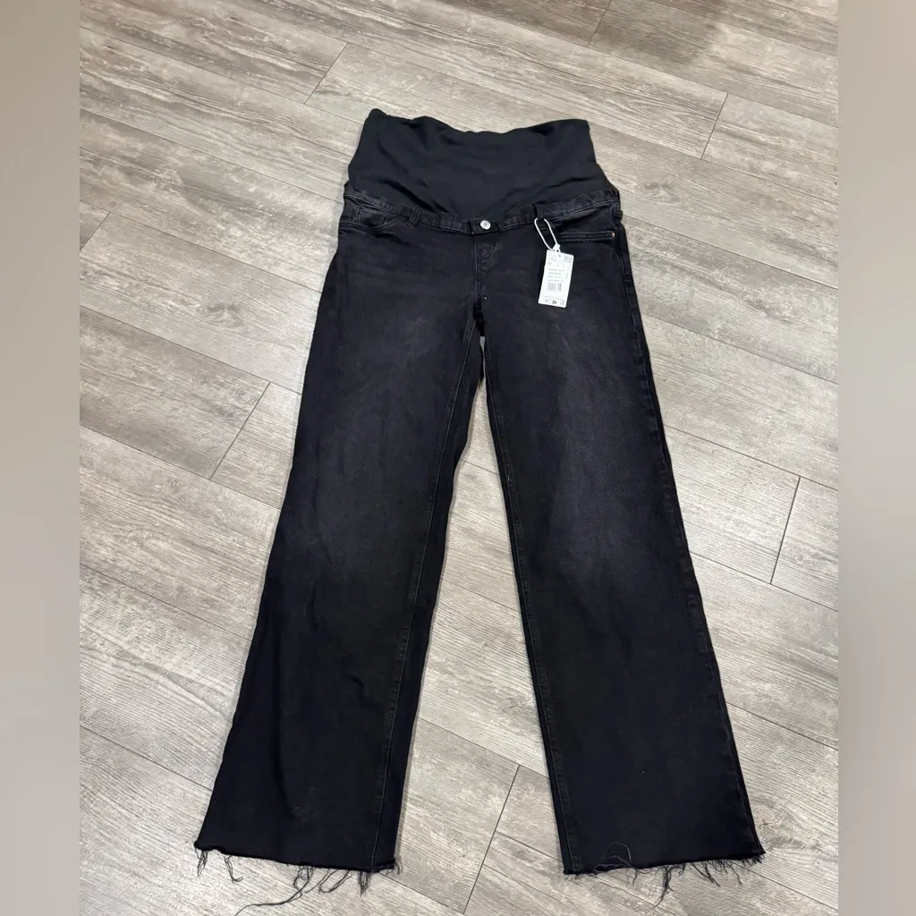 Mango Black Denim wide leg maternity Jeans - Image 6