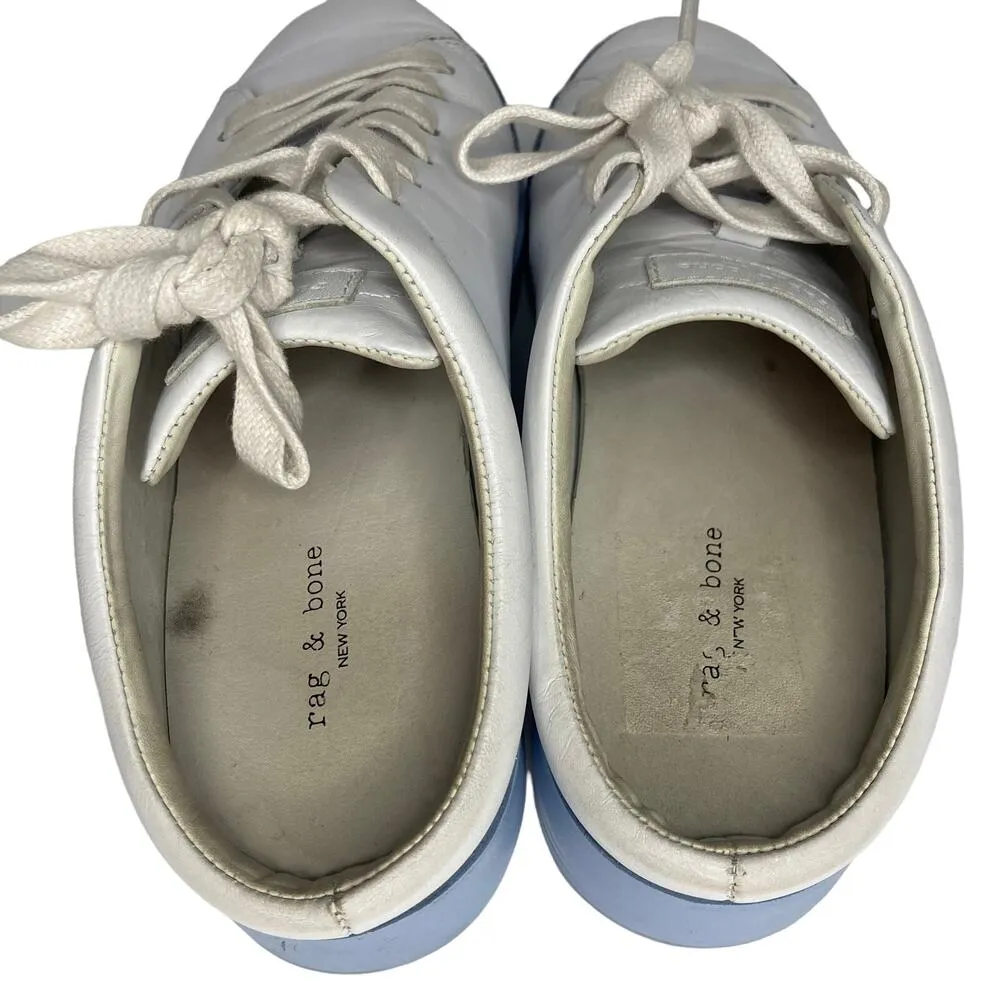 Rag & Bone RB1 Leather Mule Sneakers White/Blue Size 37.5 - Image 9