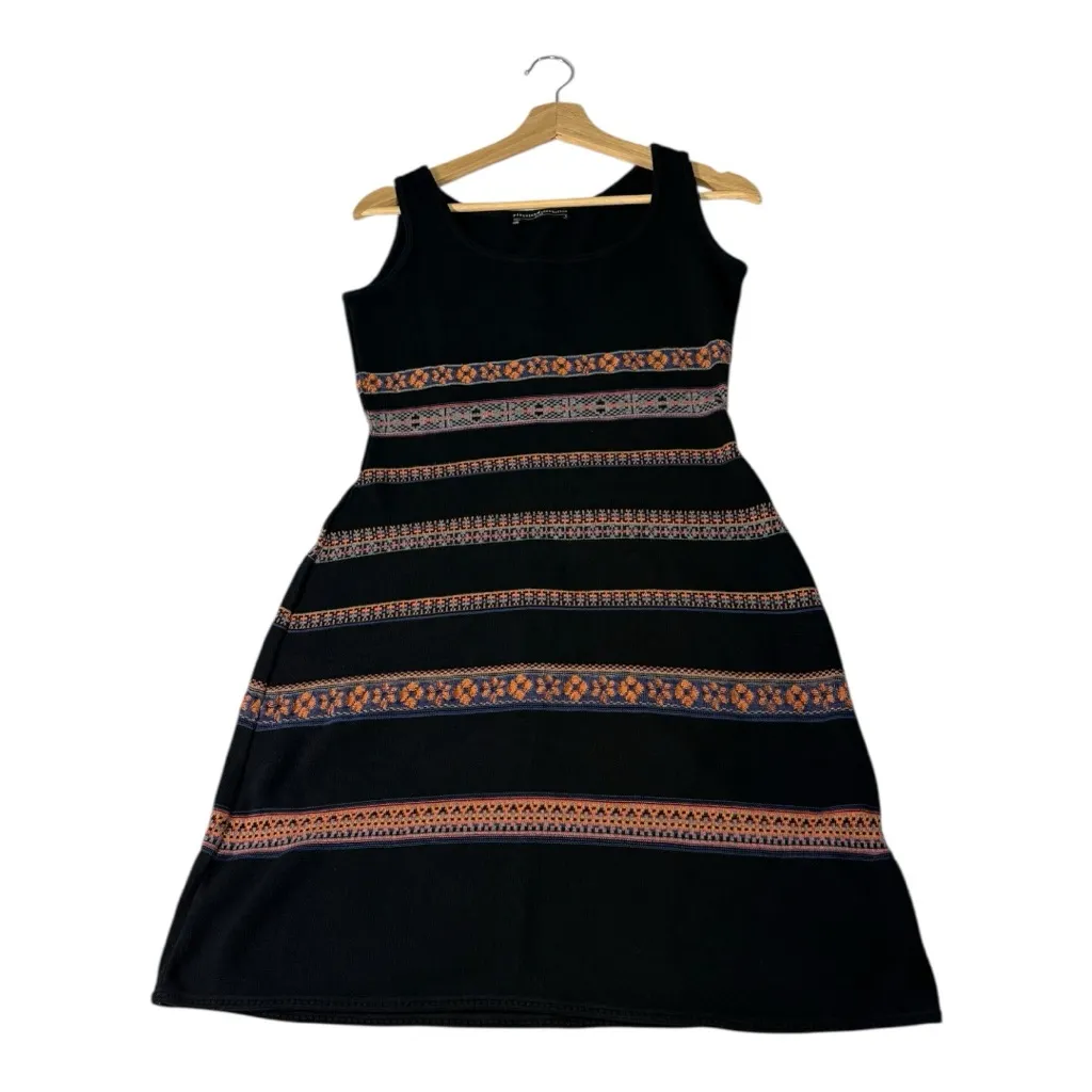 Peruvian Connection Knit Bodycon Dress Womens Medium Black Boho Whimsigoth - Image 5