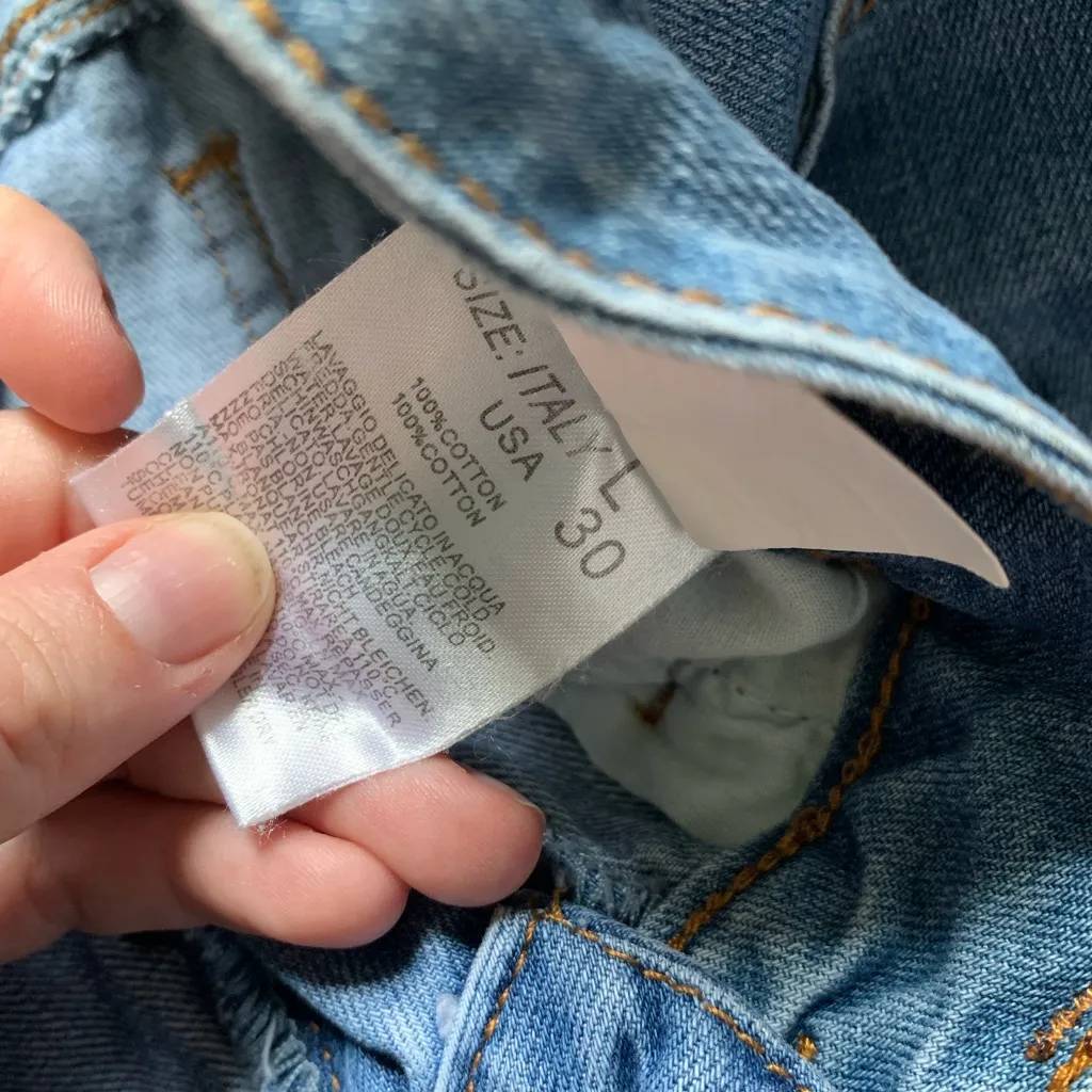 Windsor Blue Distressed Denim Mini Skirt L - Image 5