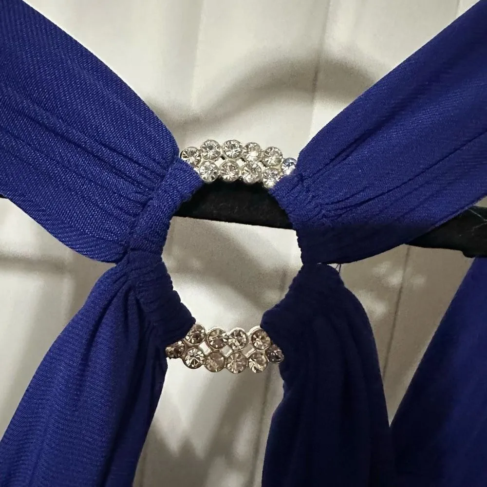 Betsy Adam Royal blue formal dress, layered ruffles going down dress, lightly pa - Image 12