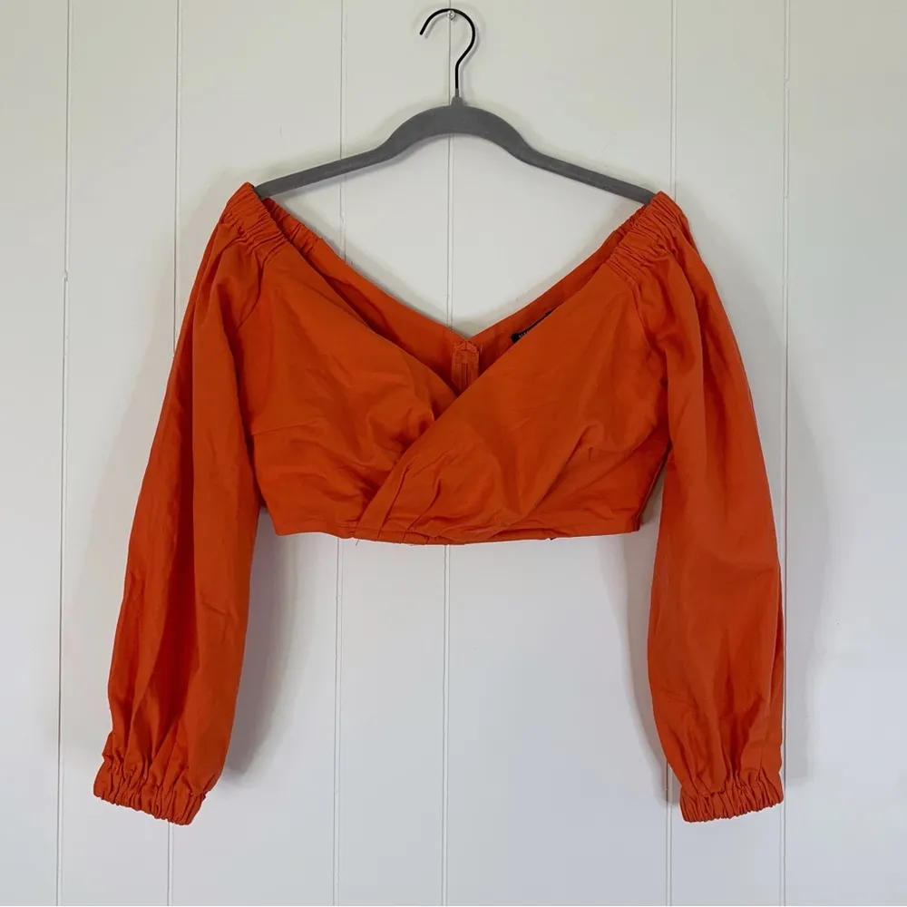 NWT  Coral Linen Long Sleeve Cropped Blouse 8 - Image 2