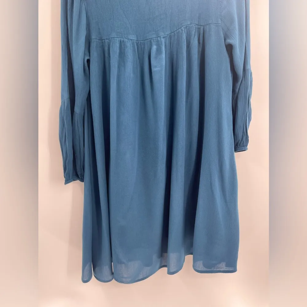 Sundance Embroidered Suelta Dress Teal Gauzy Viscose Lined Boho Chic Size Small - Image 9