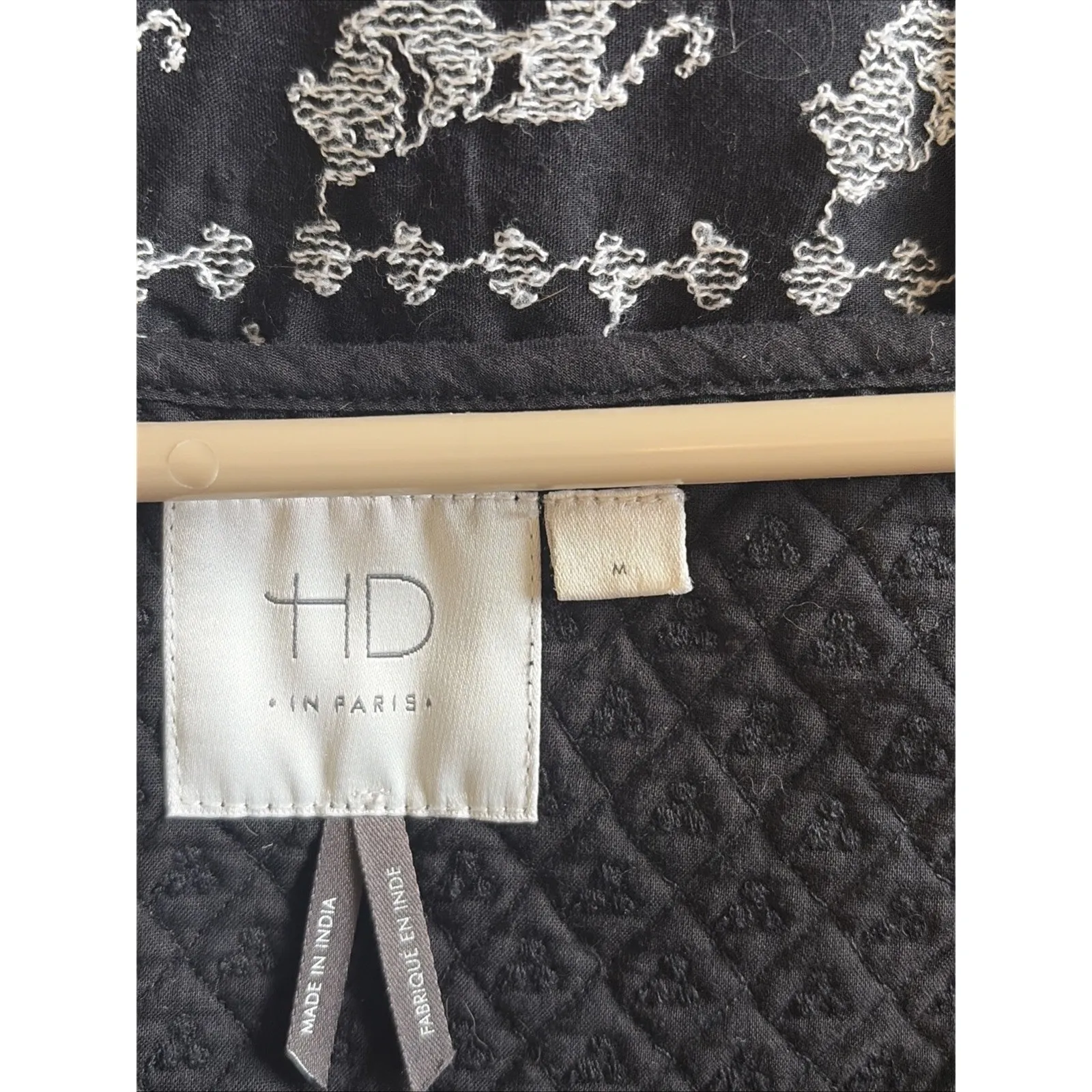 HD in Paris Anthro Black Cotton Savane Animal‎ Embroidery Tank Top Shirt Medium - Image 6