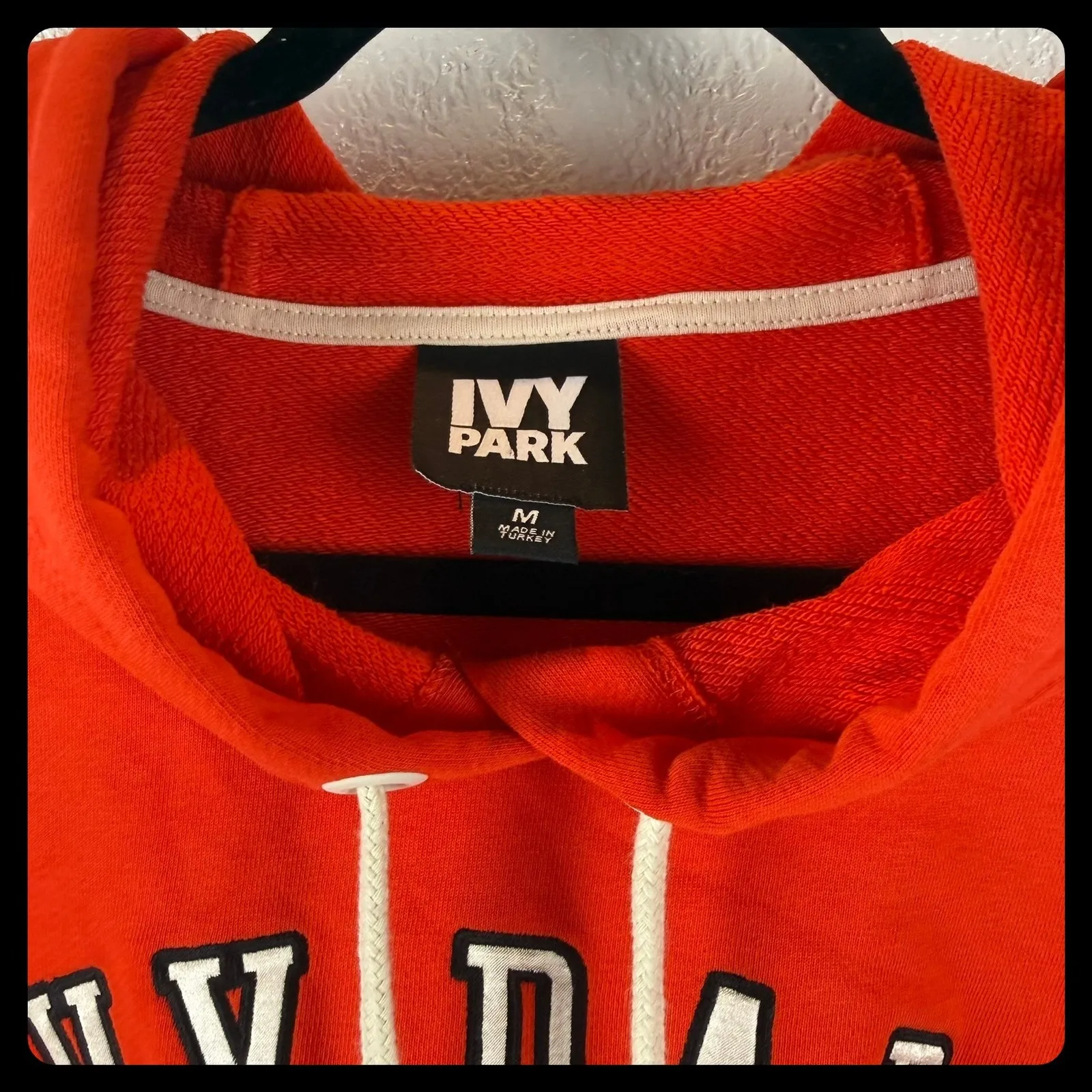 IVY PARK Cropped Orange Hoodie Sweatshirt Womens Beyonce Graphic Logo - Image 2