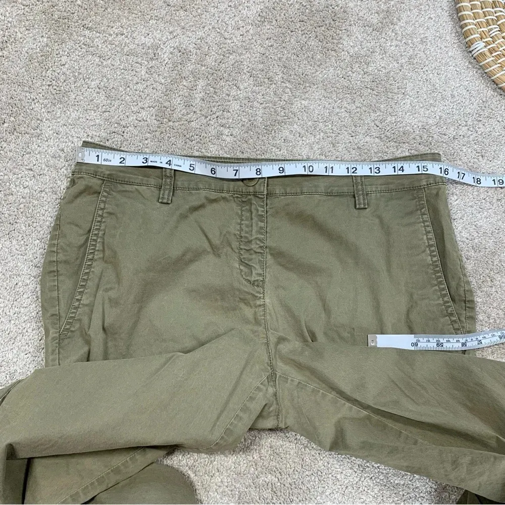 Eileen Fisher Tapered Ankle Pants Mid Rise Organic Cotton Blend in Olive Size SP - Image 13