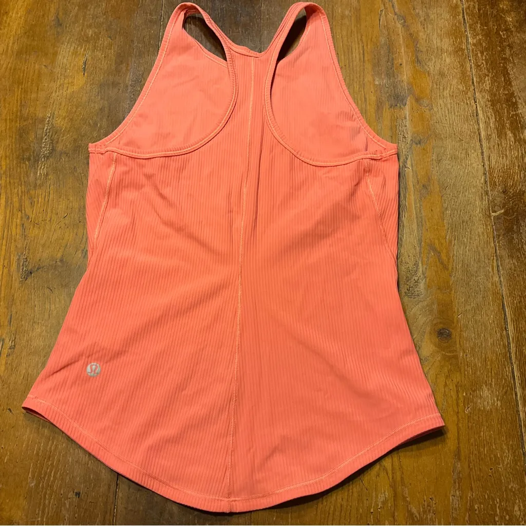 Lululemon Base Pace Ribbed Tank Top Raspberry Cream Sz 2/4 - Image 6
