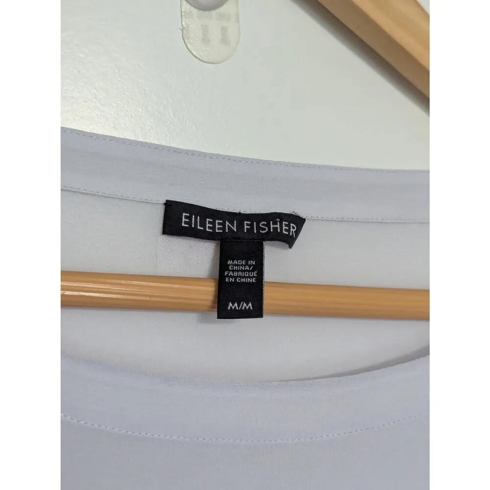 Eileen Fisher Silk Georgette Side Tie Tunic Top Blouse Light Purple Gray Medium - Image 5