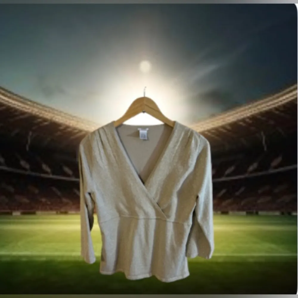 EVELYN Free People Silk‎ Viscoses Lurex Nylon Golden Bright Long Sleeve Size L Gold Size L - Image 5