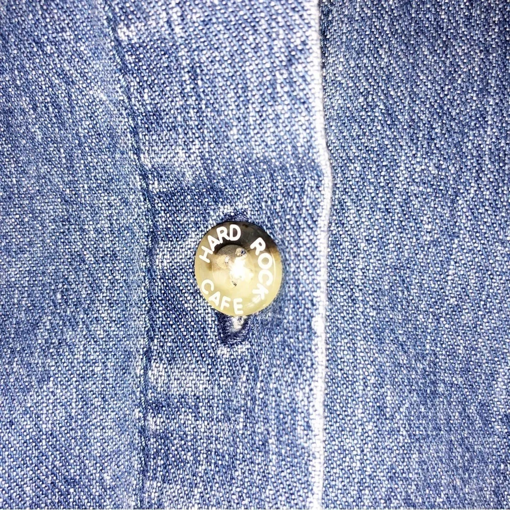 VintageHard Rock Cafe Myrtle Beach Sleeveless Denim Jean Shirt Size L - Image 8