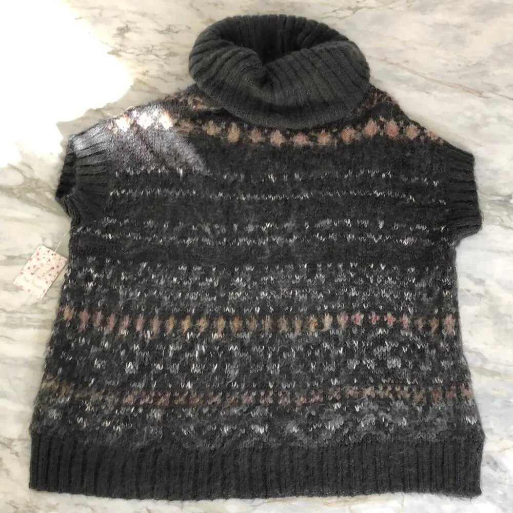 Free People Womens Snow Bunny Wool Blend Slouchy Fair Isle Sweater Top Size XS - Image 6